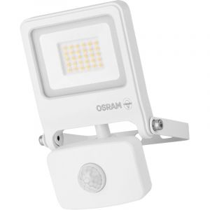 Projecteur led Osram endura flood pc 20 w avec capteur, blanc chaud 3 000 k, 1 800 lumens, IP44, détecteur ir, coupure lumière du jour, blanc