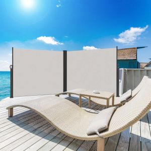 UISEBRT Store Lat&eacute;ral Paravent Ext&eacute;rieur, Brise-Vue R&eacute;tractable Protection Contre le vent Priv&eacute;e pour Terrasse, Balcon, Jardin - Gris, 200 x 600 cm