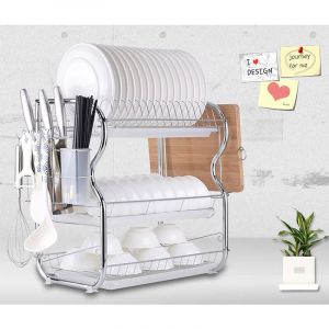 Skecten - gouttoir à Couverts Égouttoir à Vaisselle en Inox 3 Étages Option 1