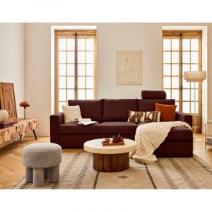 Bestmobilier - Barrie - canap&eacute; d'angle r&eacute;versible 4 places avec t&ecirc;ti&egrave;re amovible en tissu - rouge