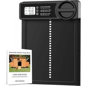 Porte automatique pour poulailler, Porte automatique pour poulailler en alliage d'aluminium Mode manuel et minuterie Anti-pincement Grand &eacute;cran,