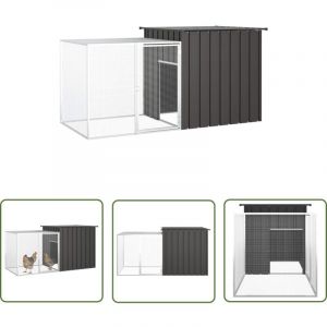 The Living Store Cage pour poules Anthracite 200x91x100 cm Acier galvanisé - Cages Pour Poules - Poulaillers - Abri Pour Oiseaux - Coop Pour Poules