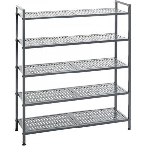 Etag&egrave;re rangement de chaussures Meuble &agrave; chaussures 20 paires en acier coloris gris - Longueur 73 x Hauteur 90 x Profondeur 25 cm