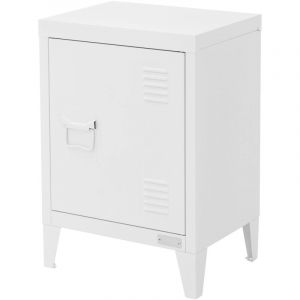 Armoire de Classement, 40x30x57,5cm, Blanc, en Acier, Classeur de Bureau avec 4 Pieds Amovibles, Petite Meuble de Stockage à Porte Unique Métallique,