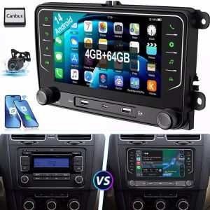 Pour VW Golf 5 6 Touran Passat Tiguan Jetta Polo autoradio Android 14 Carplay GPS 2+64G CAM