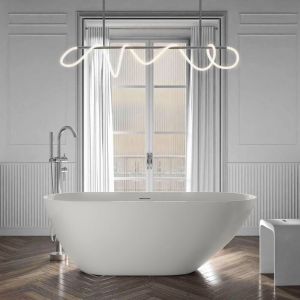 Baignoire îlot Acrylique ovale design 180x80x58cm Blanc mat + Bonde et trop plein - roma 2.0 - Bernstein