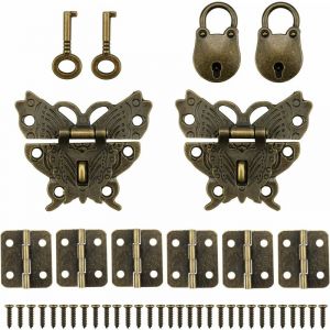 Château Antique avec Clés, Charnières Antique Petit, Mini Cadenas avec Fermetures pour Boîte à Bijoux et Journal, Décoration Cadeau