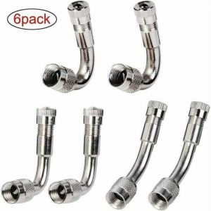 Jalleria - 6 Pièces Pneu Valve Rallonge Va, Pneu Valve de Adaptateur, Air Pneu Valve Extension, Pneu Prolongateur Coude de Valve, pour Voiture Moto