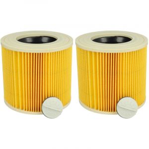 Vhbw - Lot de 2x filtres à cartouche compatible avec Kärcher a 2014 CarVac, a 2003, a 2004 aspirateur à sec ou humide - Filtre plissé, jaune