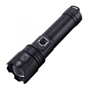 Torche LED Super Lumineux Zoomable Etanche Rechargeable 5 Modes pour Camping Chasse Police Militaire