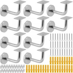 Support de main courante en acier inoxydable, support de montage mural, support de main courante d'escalier, adapt&eacute; aux escaliers, 10 pi&egrave;ces