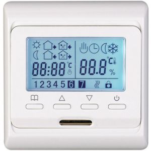 Thermostat programmable 7 jours 220/230 V avec &eacute;cran LCD, panneau de commande num&eacute;rique LCD pour chauffage au sol par rayonnement, 16 A.(Blanc)