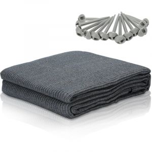 Wolketon Auvent tapis &eacute;tanche camping tapis tente sol ext&eacute;rieur tente b&acirc;che pique-nique couverture caravane 200x200CM, Gris