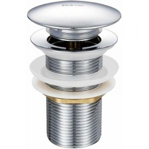 Bonde de douche et lavabo Pop-up sans Trop-Plein en Laiton Chrom&eacute; G 1-1/4, &Eacute;quip&eacute;e d'un Syst&egrave;me d'Ouverture et de Fermeture Facile &agrave; Bouton-Poussoir.-