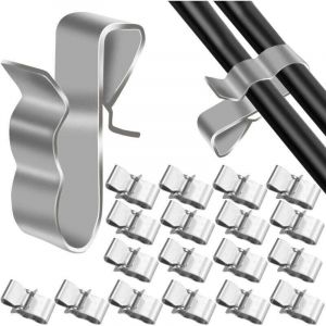 Clips C&acirc;bles Clips de Fil M&eacute;tallique Remorque Cadre de C&acirc;ble Pince en Acier Inoxydable Cavalier Cable Electrique Clips Rangement de C&acirc;ble pour