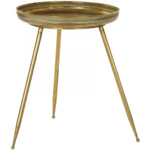 Pegane - Table d'appoint ronde en m&eacute;tal coloris cuivre - diam&egrave;tre 43 x hauteur 57 cm