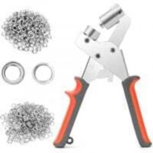 Pince à Oeillets Professionnelle, Pince à œillets Multifonction, avec 100 Oeillets (Ø Intérieur 10mm), pour Bâche Cuir Carton Tissu PVC