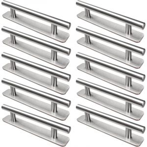 Poign&eacute;e de Meuble Autocollante, 10 Pi&egrave;ces Poign&eacute;es de Porte en Acier Inoxydable, 148mm Poign&eacute;es pour Placards Cuisine Porte Commode Armoire, Argent