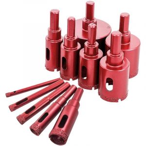Ersandy - Coffret Scie Cloche Diamantés, Foret Trépan Diamant pour Carrelage/Verre/Marbre (6mm-50mm 11 Pièces)