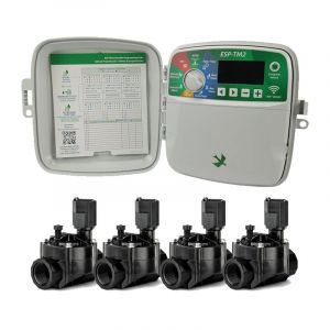 Rain Bird - Programmateur d'arrosage ext&eacute;rieur 4 zones ESP-TM2 Arrosage automatique du jardin 4 Electrovannes 100HV 24V 1''