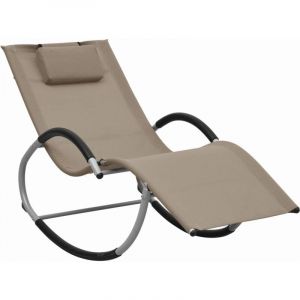 Maison Chic - Chaise longue avec oreiller-Bain de soleil-Transat de relaxation Taupe Textilène 349574