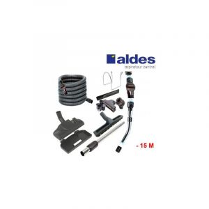 Set Aldes 8 accessoires + 1 flexible avec poign&eacute;e standard chrom&eacute;e remplace la poign&eacute;e de commande pneumatique Aldes 11070062 avec douille de