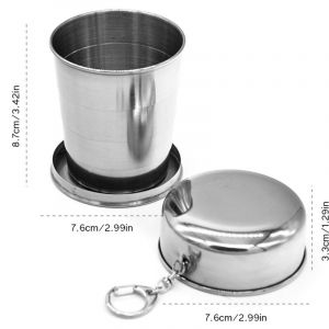 Gobelet à eau rétractable portable de 240 ml, en acier inoxydable, pliable, mini gobelet télescopique pliable en verre