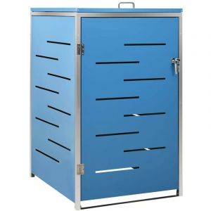 Le Poisson Qui Jardine - Cache Poubelle Moderne Bleu 115 cm de hauteur. Id&eacute;al container sur roulette - Bleu