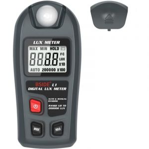 L1 Luxmètre Numérique Mesureurs de Lumière à Plage Automatique 0-200,000 Lux Maintien des Données Photomètre de Poche pour Jardinage Photographie