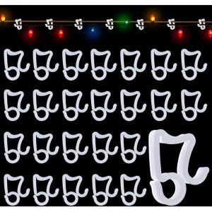 100 PCS Crochet de Goutti&egrave;re, Attache Guirlande Lumineuse Ext&eacute;rieur, Accroche Guirlande Gouttiere, Crochet pour Goutti&egrave;re pour Deco de Noel pour