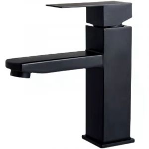 Noir Robinet, comptoir d'&eacute;vier, cascade salle de bains, robinet de salle de bains, robinet de Mono chrom&eacute; carr&eacute; Anti-empreinte digitale