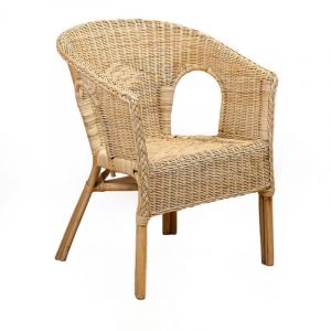 Meubletmoi - Fauteuil de jardin en rotin naturel tressé avec accoudoirs - daria