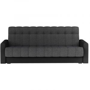 Les Tendances - Canapé lit 3 places tissu gris clair et simili cuir noir Barote 210cm