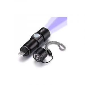 Lampe Torche UV, Torche UV USB Rechargeable avec Lumière Noire 395nm Lampe de Poche UV Zoomable & 4 Modes Lumière Détecteur d'urine pour Animaux de