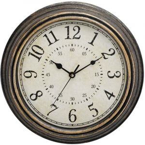 Horloge murale &agrave; quartz vintage 30 cm silencieuse sans tic-tac pour grands chiffres et verre HD，cuivre d'&eacute;poque