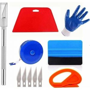 Outil professionnel de suspension de papier peint, outil d'application de papier peint avec outil de d&eacute;coupe, raclette en feutre, raclette rigide,