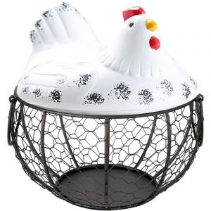 Panier Rangement pour Œufs,avec Couvercle pour Poule en Céramique,Organisateur Collations Aux Fruit