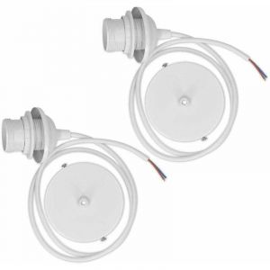 2x c&acirc;ble &eacute;lectrique pour lampe - C&acirc;ble avec douille E27 et bague de fixation - Monture de suspension pour luminaire plafond - Blanc