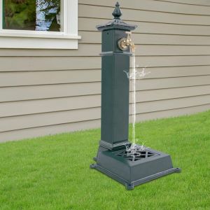 Colonne d'eau de jardin avec robinet et bassin, Fontaine sur pied en fonte, colonne d'eau de jardin Pour parcs, fermes, &eacute;coles, cours, jardins,