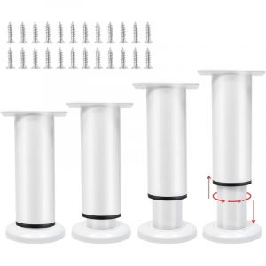 4 pcs Blanc Pieds R&eacute;glable Meuble,Pied de Table Reglable Hauteur M&eacute;tal,Pieds De Salle Bain Meubles Salle Bain,Meuble Pied Table Pieds