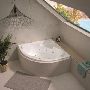 Kinedo - Baignoire Balneo Angle - Avantage - 140 x 140 cm - Fabrication fran&ccedil;aise - Sans tablier