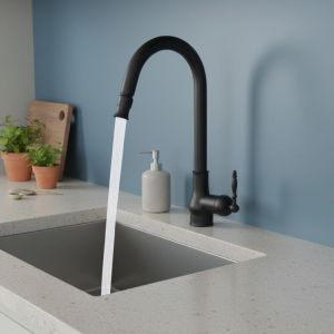 Robinet de cuisine r&eacute;tro vintage, mitigeur monocommande extractible &agrave; 360&deg;, robinet avec douchette extractible, robinet extractible, robinet d'&eacute;vier