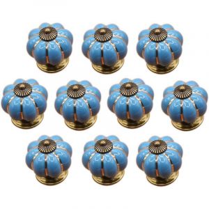 10pcs Boutons de Meuble C&eacute;ramique Bouton de Tiroir Vintage Poign&eacute;e Meuble avec Vis Pour Armoire Placard Commode - Bleu
