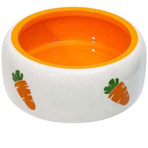 Bassin de nourriture pour lapin Fournitures pour animaux de compagnie Bol en c&eacute;ramique Mignon dessin anim&eacute; Carotte Lapin Bol d'alimentation pour lapin