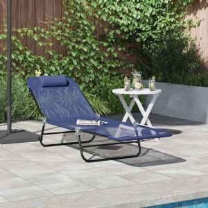 Torana - Chaise longue pliante Bleu marine 182 x 55 x 85,5 cm Textilène
