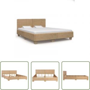 Cadre de lit sans matelas tissé à la main Rotin véritable - Cadre De Lit Rotin - Lit Double - Lit Artisanal - Lit En Acajou - Mobilier Exotique - The