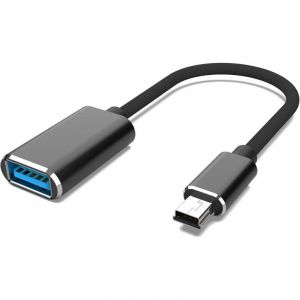 C&acirc;ble mini USB OTG pour appareils photo num&eacute;riques - Adaptateur USB A femelle vers mini USB B 5 broches m&acirc;le, c&acirc;ble tress&eacute;