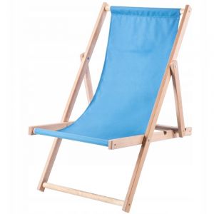 Chaise Longue Pliable en Bois pour se D&eacute;tendre Confortablement &agrave; la Plage, sur Le Balcon ou dans Le Jardin, Transat Pliant d'Ext&eacute;rieur (Bleu) - Kadax
