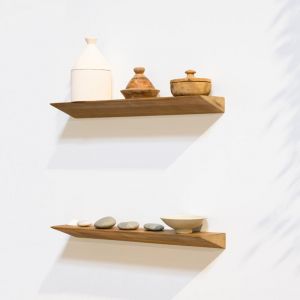 Etag&egrave;re Murale en Bois Teck Huil&eacute;e Rectangle - Pr&eacute;-perc&eacute;e - 35x90x600mm - Etag&egrave;re de Bureau, Cuisine, Salle de bain, Salon