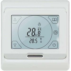 Thermostat Chauffage au Sol Electrique Programmable 16A avec Sonde, Num&eacute;rique Thermostat d'ambiance Plancher Chauffant R&eacute;gulateur &Eacute;cran Tactile LCD